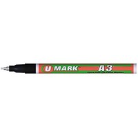 [해외] U-Mark 10101XFL Black A3 Extra Fine Tip Paint Marker, 0.8 mm Tip, 7/16 Diameter x 5-1/4 Length, Paint Pen (Pack of 12)