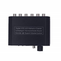 [해외] Digital 5.1 CH Audio Decoder Converter with Optical Toslink SPDIF Coaxial Support Volume Control AC3 DTS Dolby Audio Gear for Home Theater PS4 PS3 XBOX360