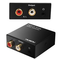 [해외] Musou 3.5mm Digital to Analog Audio Converter-Optical S/PDIF Toslink/Coaxial to RCA L/R, 24-bit DAC with Fiber Cables,Black