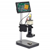 [해외] 800TVL CCD 100X Microscope Industrial Camera Kit C-Mount Lens BNC Output 40 LED Ring Light 7 LCD Monitor