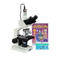 [해외] OMAX 40-2500X LED Digital Trinocular Lab Microscope + 5MP Camera + Blank Slides + Covers + Lens Paper + Book