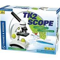 [해외] Thames and Kosmos TK2 Scope Biology and Durable Metal Microscope Set with Glass Optics, 25 Experiments and 48 Page Full Color Lab Manual, Professional Student Quality
