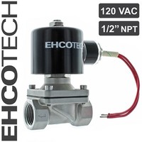 [해외] EHCOTECH 1/2 110V / 120V AC Solenoid Valve, Stainless Steel, Water Air Gas FKM/VITON NC S21V