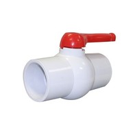 [해외] 4 Inline PVC Ball Valve - 4-In Single Handle Shut-Off Valves - Slip Solvent Schedule 40 Pipe Connector - EPDM Seal Schedule 40 End - White Polyvinyl Chloride Piping for Sewer Hose