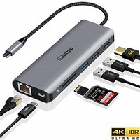 [해외] Intpw USB C Hub, 4K USB C to HDMI Adapter, Gigabit Ethernet, MicroSD/SD Card Reader, 2 USB 3.0 Ports, Power Delivery for MacBook Pro, Nintendo Switch, XPS, Galaxy S9/S8, and More (