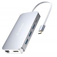 [해외] USB C Hub, VANMASS 9 in 1 Aluminum USB C Adapter, Thunderbolt 3 Dock, Type C to 4K HDMI, Gigabit Ethernet Port, 87W Power Delivery, 4 USB 3.0 Ports, TF and SD Card Reader Compatible wi