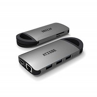 [해외] ATZEBE 8 in 1 USB C Hub, USB Type C to HDMI, Gigabit Ethernet, USB-C Charging, 3 USB 3.0, SD and Micro SD Card Slot Hub Compatible for MacBook, MacBook Pro/Air - Space Grey