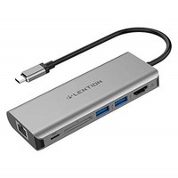 [해외] LENTION USB-C Digital AV Multiport Hub with 4K HDMI, 2 USB 3.0, Card Reader, Type C Charging, Gigabit Ethernet Adapter Compatible MacBook Pro 13/15 (Thunderbolt 3), 2018 MacBook Ai