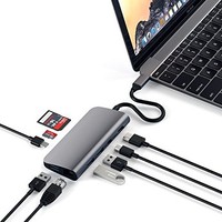 [해외] Satechi Aluminum Type-C Multimedia Adapter with 4K HDMI, Mini DP, USB-C PD, Gigabit Ethernet, USB 3.0, Micro/SD Card Slots - Compatible with 2018 MacBook Pro/Air, 2018 iPad Pro and