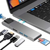 [해외] USB C Hub Adapter, 7 in 2 Multi-Port Dongle w/ 4K HDMI, Ethernet, USB-C Thunderbolt 3, SD/Micro Card Reader, USB 3.0 - Compatible with MacBook Pro 2016-2019 and MacBook Air 2018-20