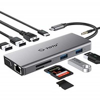 [해외] USB C Hub, Type C Hub, TOTU 11-in-1 Adapter with Ethernet, 4K USB C to HDMI, VGA, 2 USB3.0 2 USB2.0, Micro SD/TF Card Reader, Mic/Audio, USB-C PD 3.0, Compatible for Mac Pro and Ot
