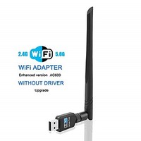 [해외] WiFi Adapter ac600Mbps，QGOO Wireless USB Adapter 2.4GHz/5.8GHz Dual Band 802.11 ac Network LAN Card for Desktop Laptop PC Support Windows 10/8.1/8/7/XP/Vista/Mac OS10.6-10.13 (With