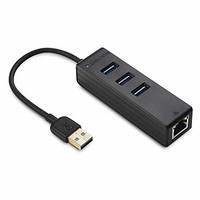 [해외] Cable Matters 3 Port USB 3.0 Hub with Ethernet (USB Hub with Ethernet / Gigabit Ethernet USB Hub ) Supporting 10 / 100 / 1000 Mbps Ethernet Network in Black