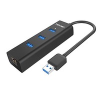 [해외] TeckNet Aluminum 3-Port USB 3.0 Hub with RJ45 10/100/1000 Gigabit Ethernet Adapter Converter LAN Wired USB Network Adapter for Ultrabooks, Notebooks, Tablets and More