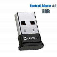 [해외] TECHKEY Bluetooth Adapter for PC USB Bluetooth Dongle 4.0 EDR Receiver Wireless Transfer for Stereo Headphones Laptop Windows 10, 8.1, 8, 7, Raspberry Pi, Linux Compatible