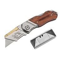 [해외] WORKPRO Folding Utility Knife Wood Handle Heavy Duty Cutter with Extra 10-piece Blade