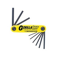 [해외] Bondhus 12591 GorillaGrip Set of 9 Hex Fold-up Keys, sizes .050-3/16-Inch