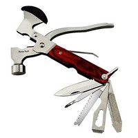 [해외] Rose Kuli 7 Portable Multipurpose Multitool Multifunctional Pocket Mini Tools with Axe Hammer Plier Set Wooden Handle