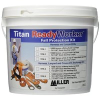 [해외] Titan ll ReadyWorker Fall Protection Kit with Harness and Lanyard, Universal Size-Large/XL (TFPK-1/U/6FTAK)