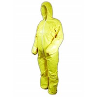 [해외] DuPont Tychem 2000 QC127S Disposable Chemical Resistant Coverall with Hood, Elastic Cuff and Serged Seams, Yellow, 2X-Large (Pack of 12)