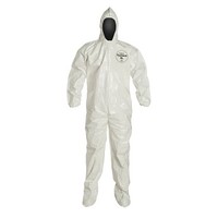 [해외] DuPont Tychem 4000 SL122T Chemical Resistant Coverall with Hood and Boots, Disposable, Elastic Cuff, White, X-Large (Pack of 6)
